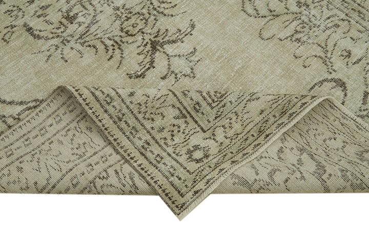 5x9 Beige Turkish Vintage Area Rug - 41773