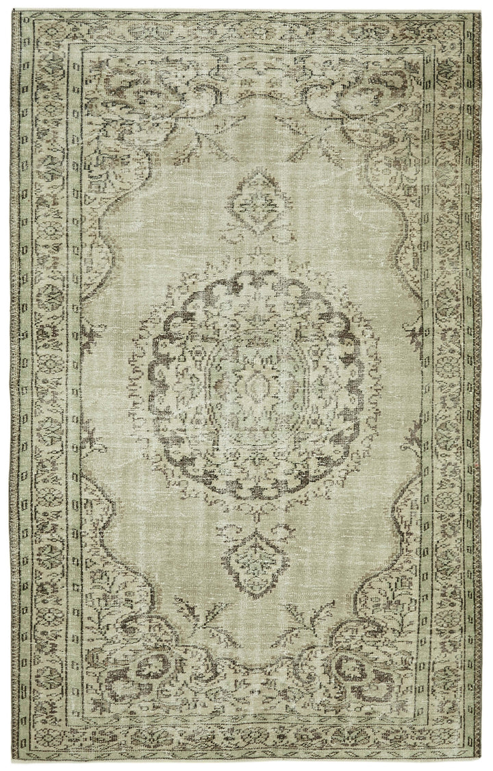6x9 Beige Turkish Vintage Area Rug - 41774