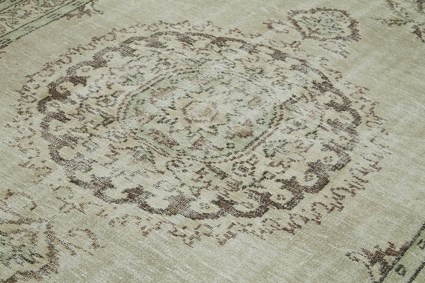 6x9 Beige Turkish Vintage Area Rug - 41774
