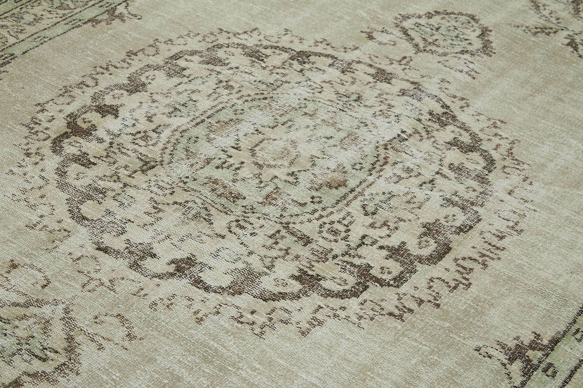6x9 Beige Turkish Vintage Area Rug - 41774
