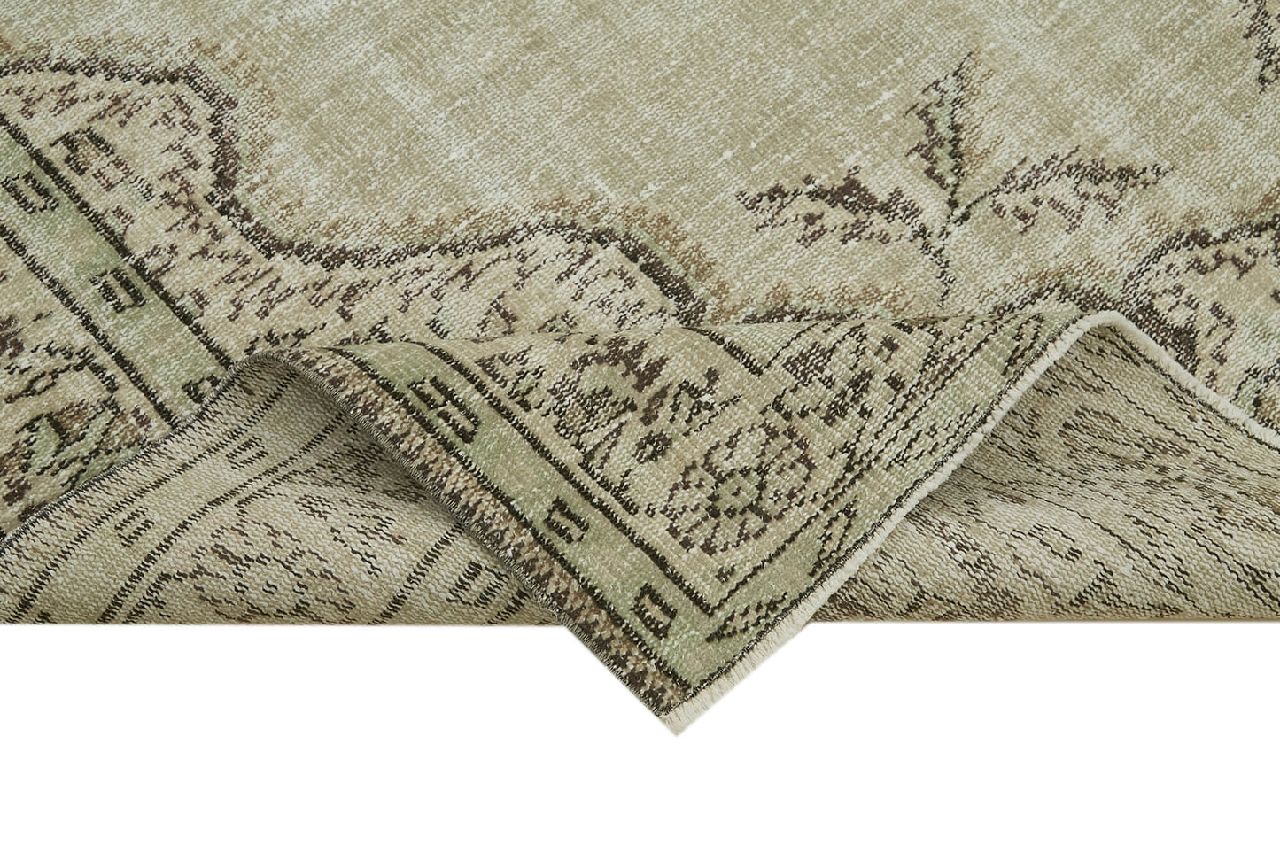 6x9 Beige Turkish Vintage Area Rug - 41774