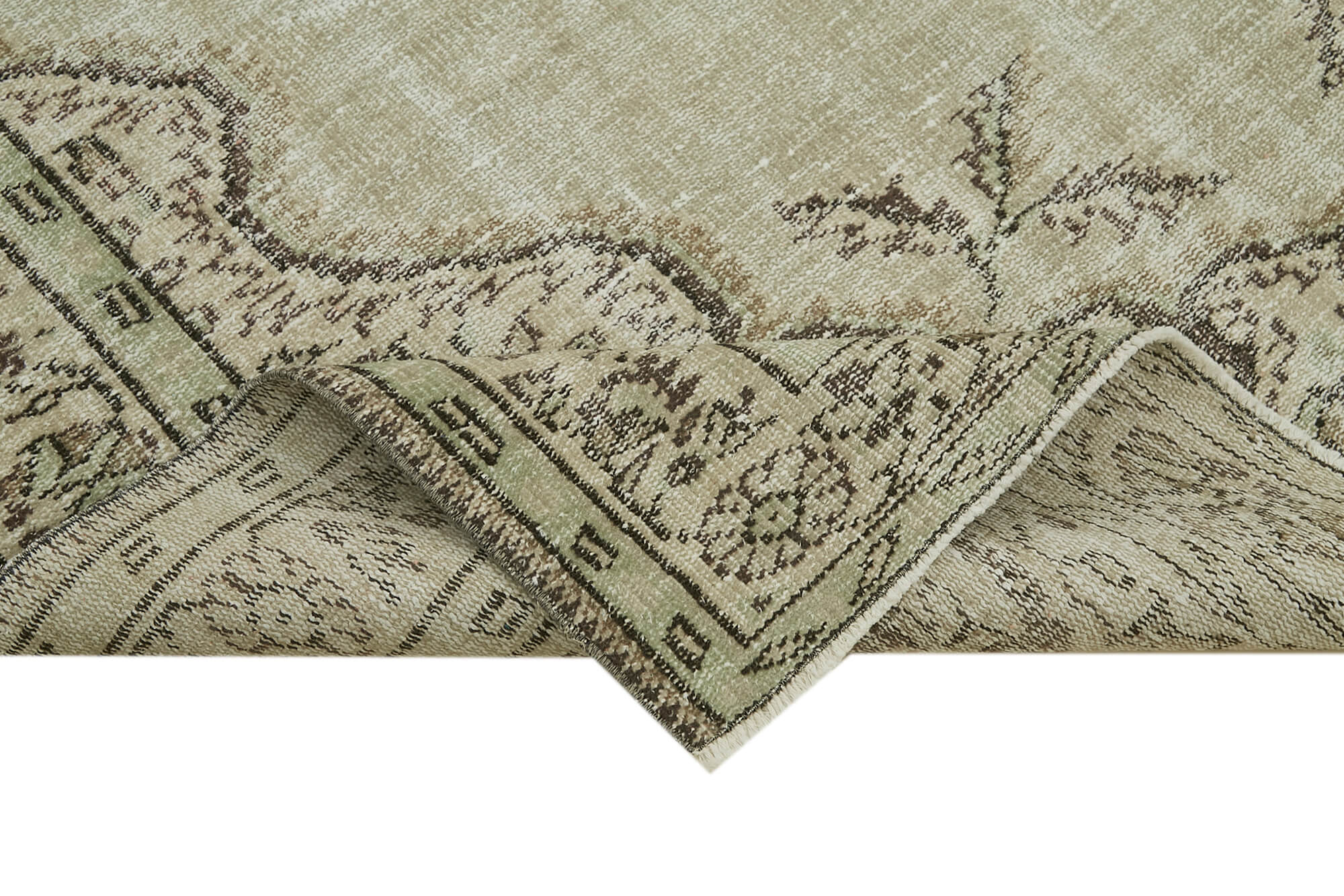 6x9 Beige Turkish Vintage Area Rug - 41774