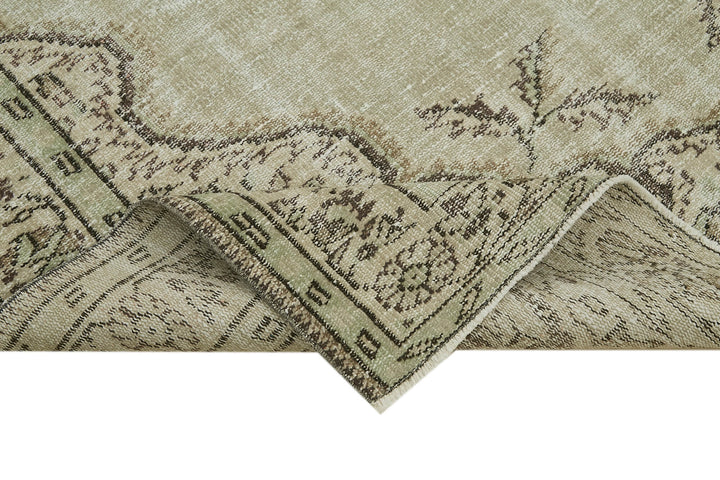 6x9 Beige Turkish Vintage Area Rug - 41774