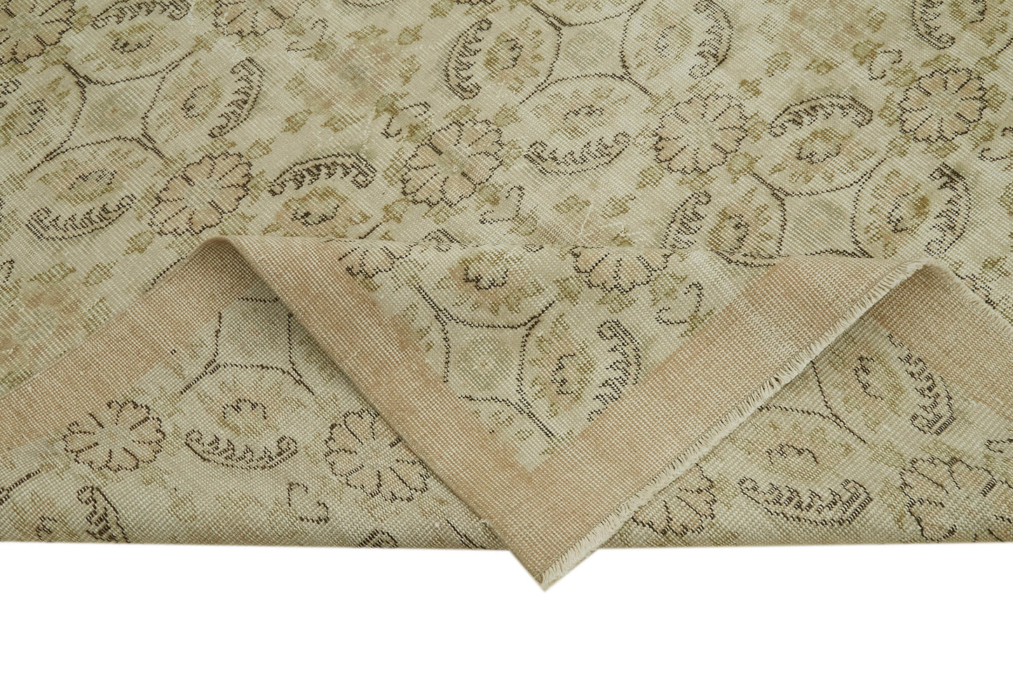 6x9 Beige Turkish Vintage Area Rug - 41778