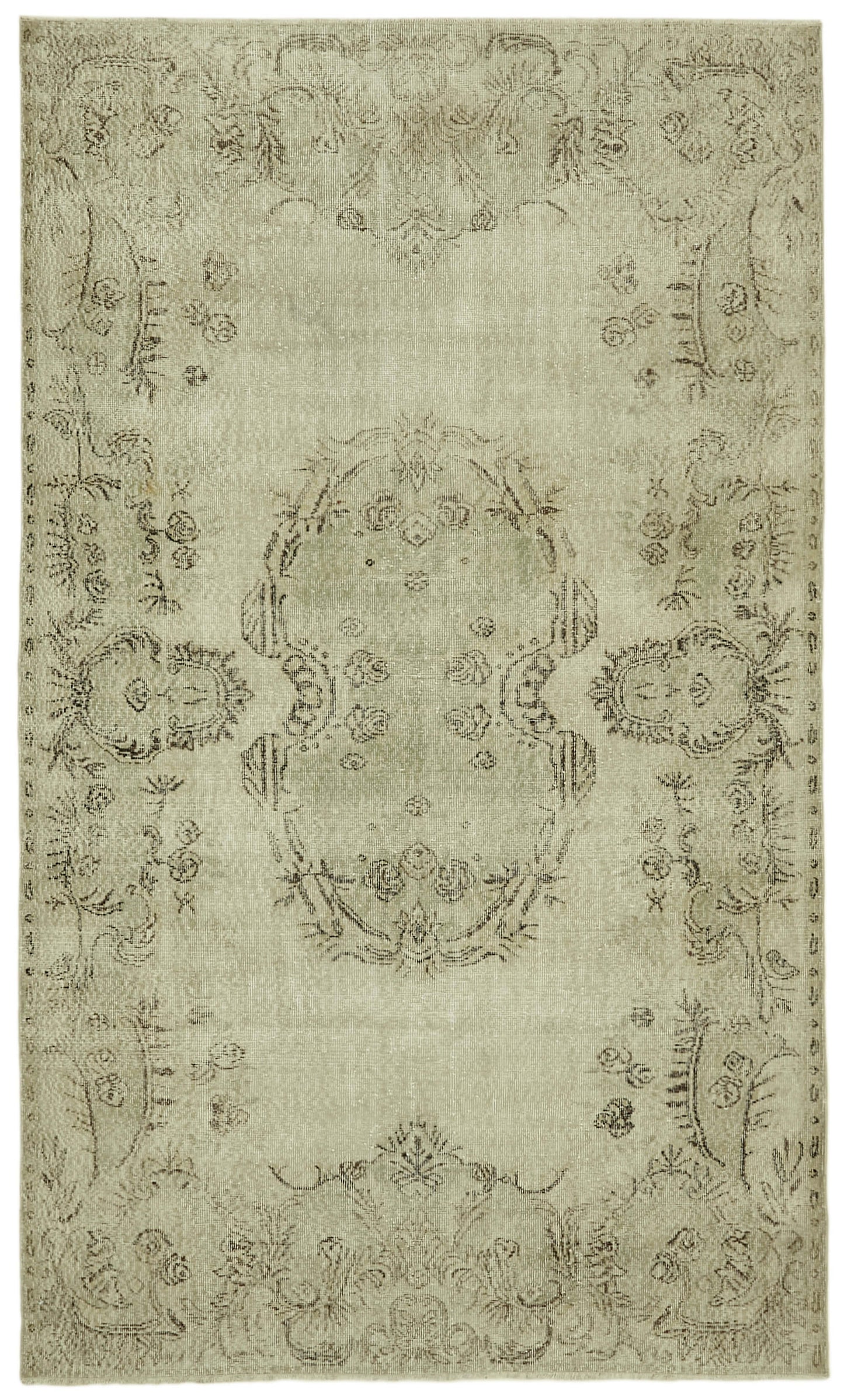 6x9 Beige Turkish Vintage Area Rug - 41785