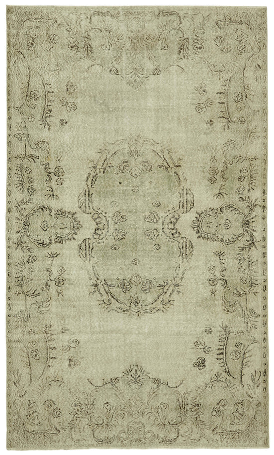 6x9 Beige Turkish Vintage Area Rug - 41785