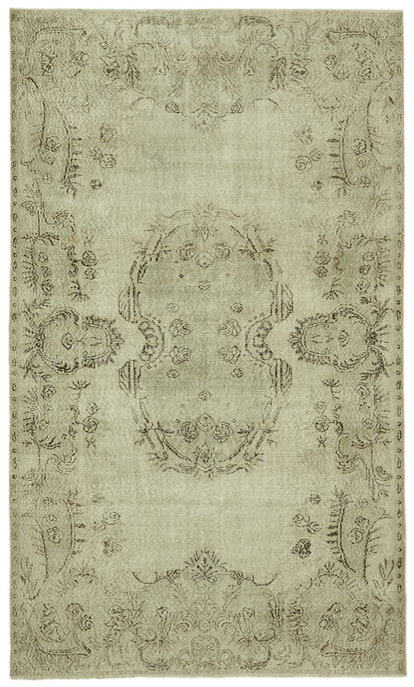 6x9 Beige Turkish Vintage Area Rug - 41785