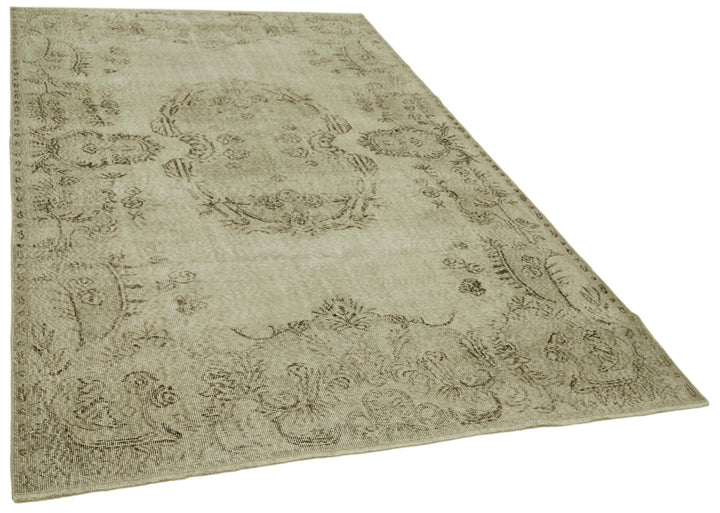 6x9 Beige Turkish Vintage Area Rug - 41785