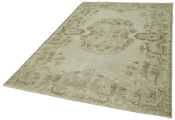 6x9 Beige Turkish Vintage Area Rug - 41785