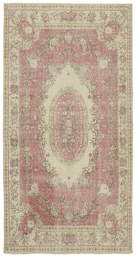 5x10 Beige Turkish Vintage Area Rug - 41786