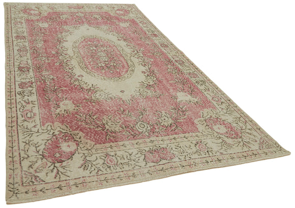 5x10 Beige Turkish Vintage Area Rug - 41786