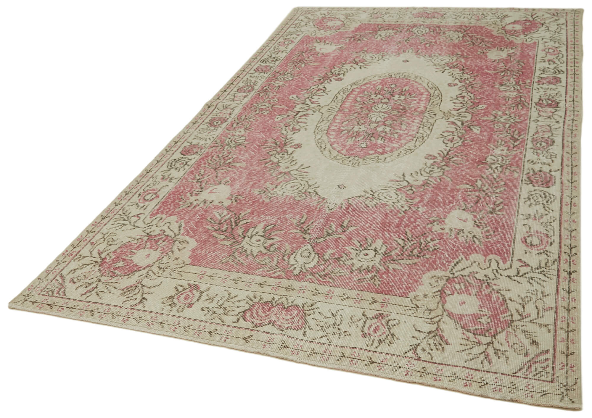 5x10 Beige Turkish Vintage Area Rug - 41786