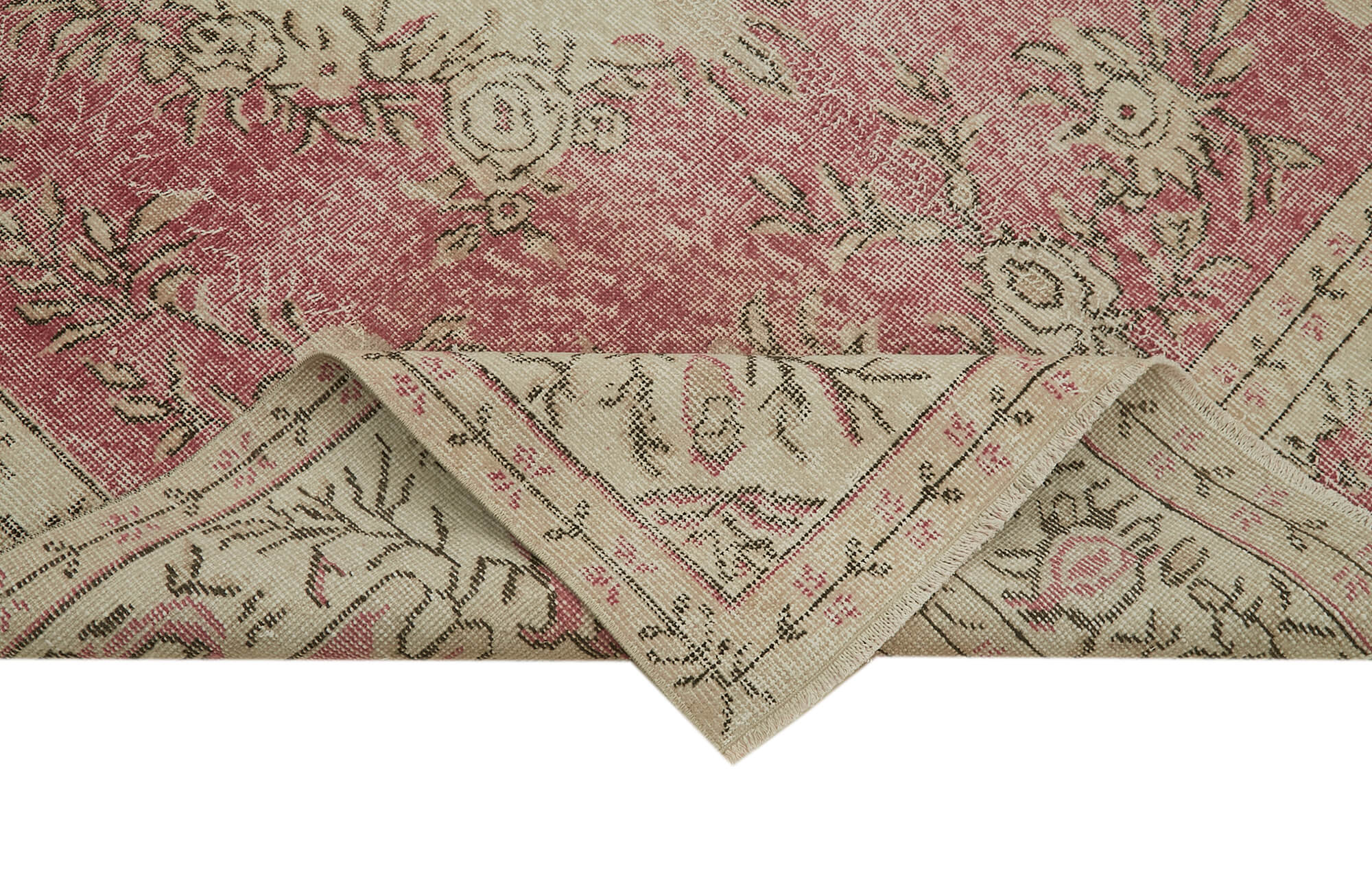 5x10 Beige Turkish Vintage Area Rug - 41786