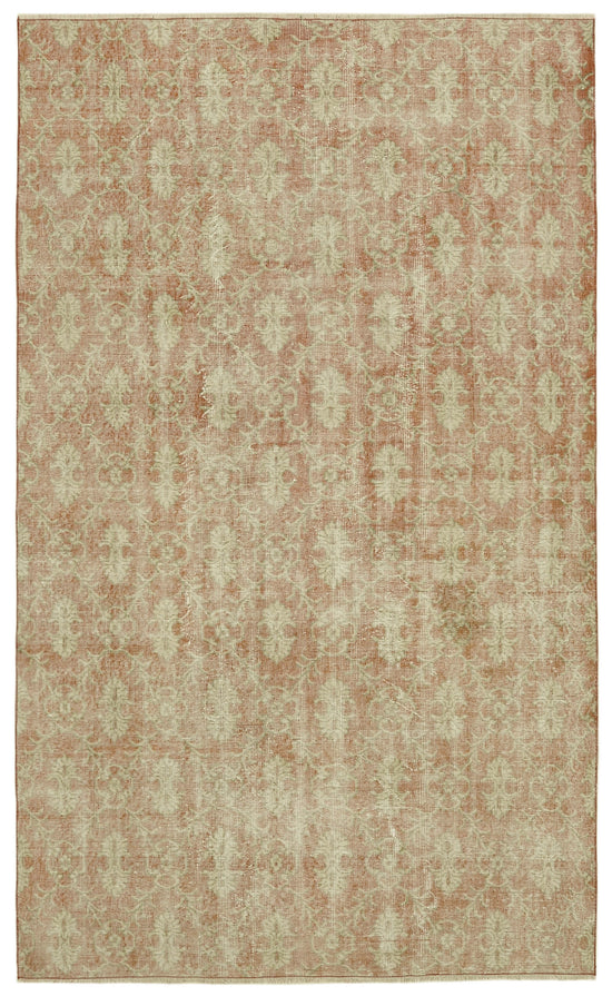 6x9 Beige Turkish Vintage Area Rug - 41787