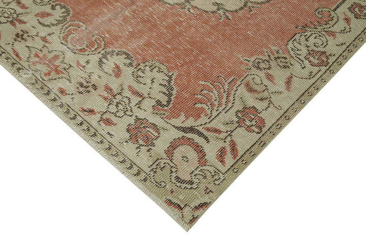 5x9 Beige Turkish Vintage Area Rug - 41790