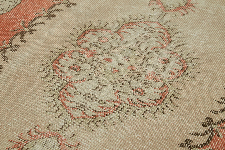 5x9 Beige Turkish Vintage Area Rug - 41790