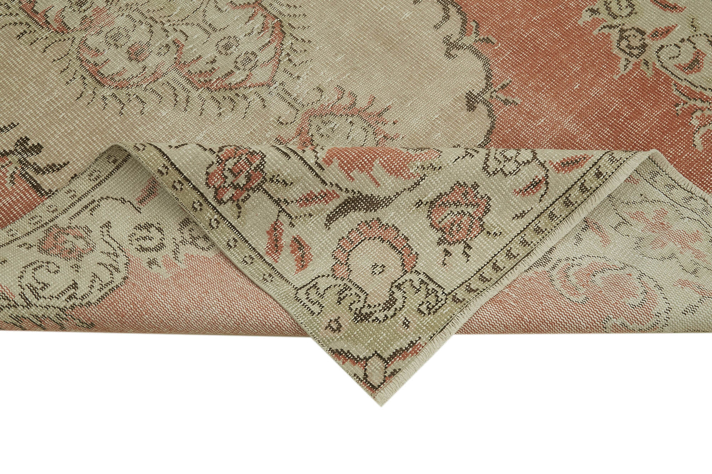 5x9 Beige Turkish Vintage Area Rug - 41790