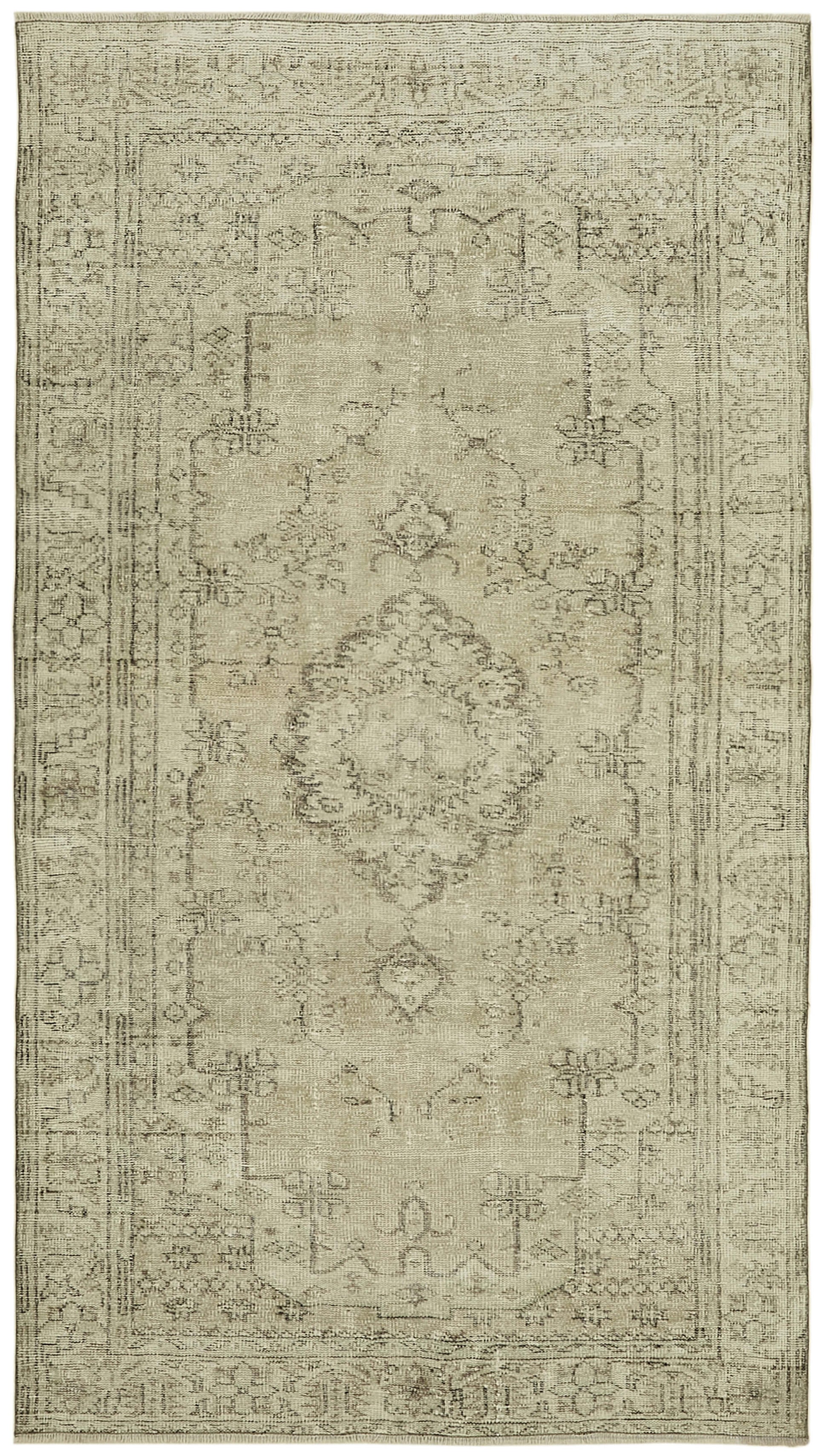 5x9 Beige Turkish Vintage Area Rug - 41791