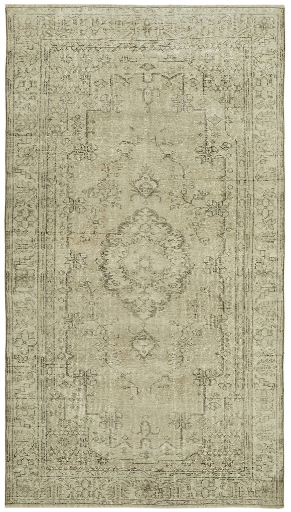 5x9 Beige Turkish Vintage Area Rug - 41791