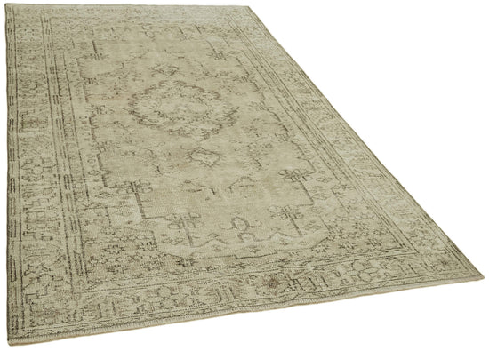 5x9 Beige Turkish Vintage Area Rug - 41791