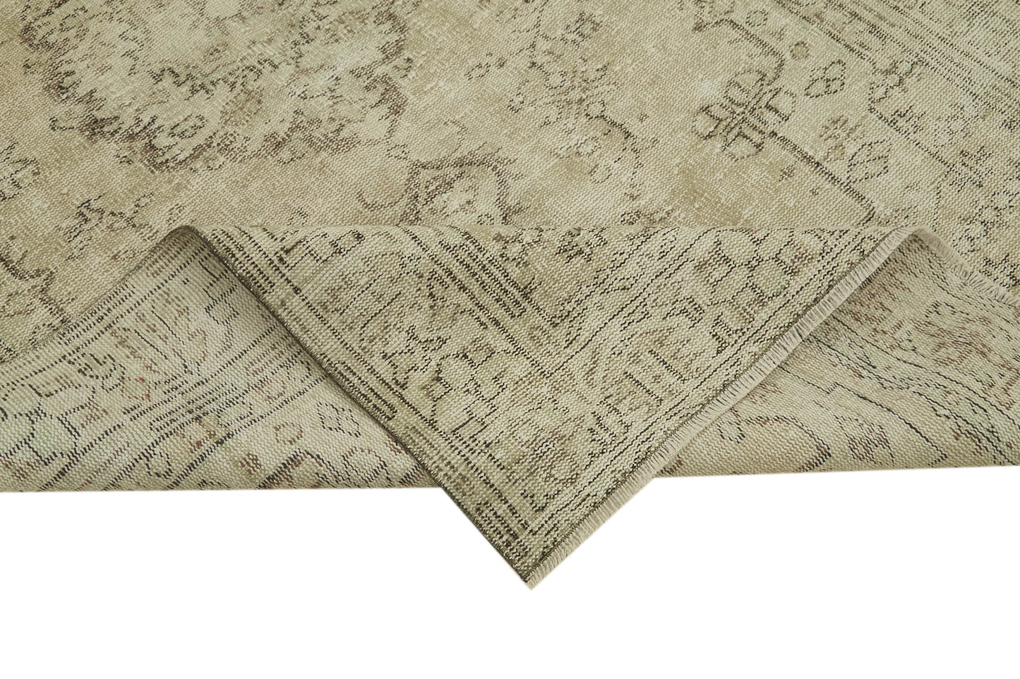 5x9 Beige Turkish Vintage Area Rug - 41791