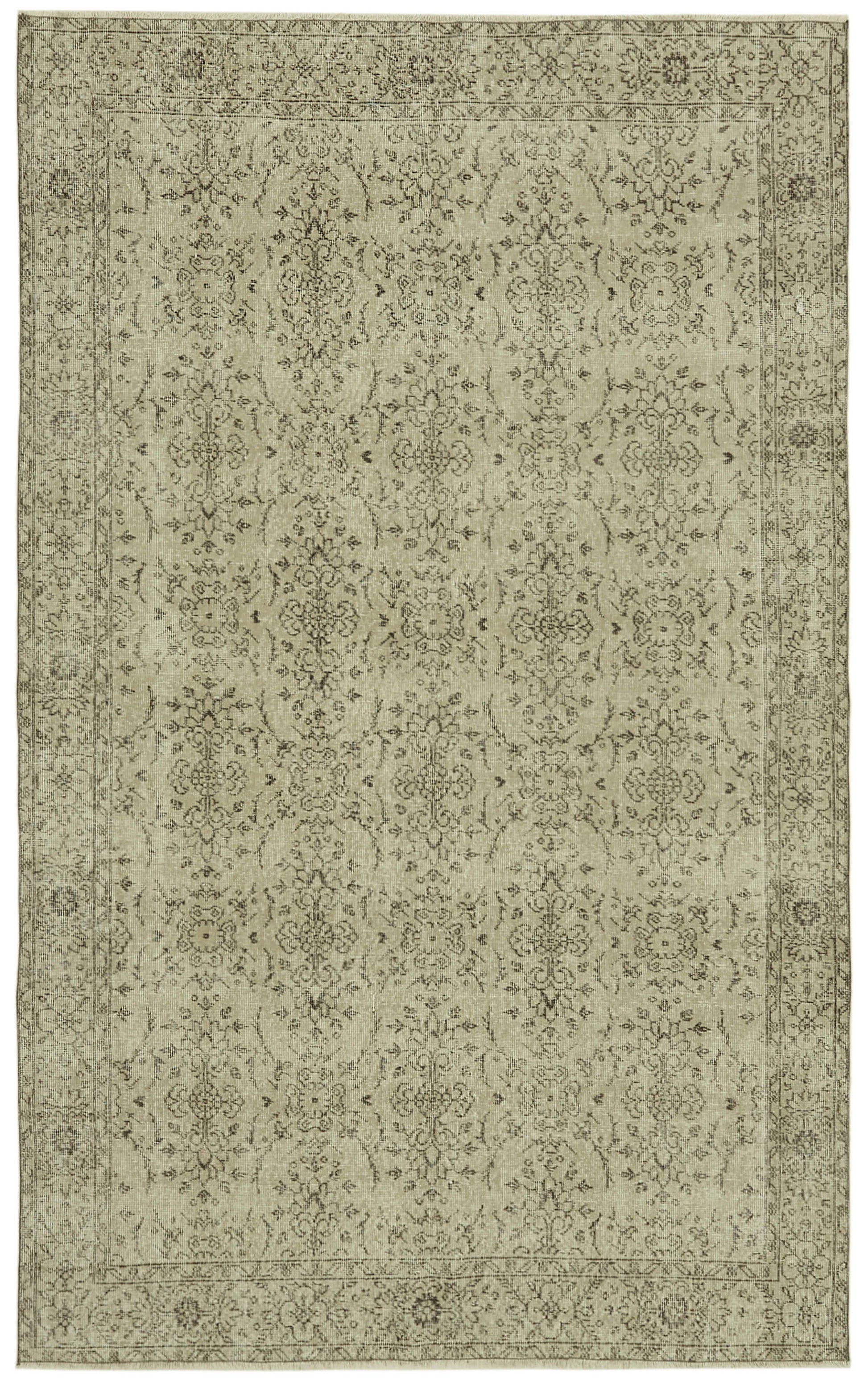 6x9 Beige Turkish Vintage Area Rug - 41792