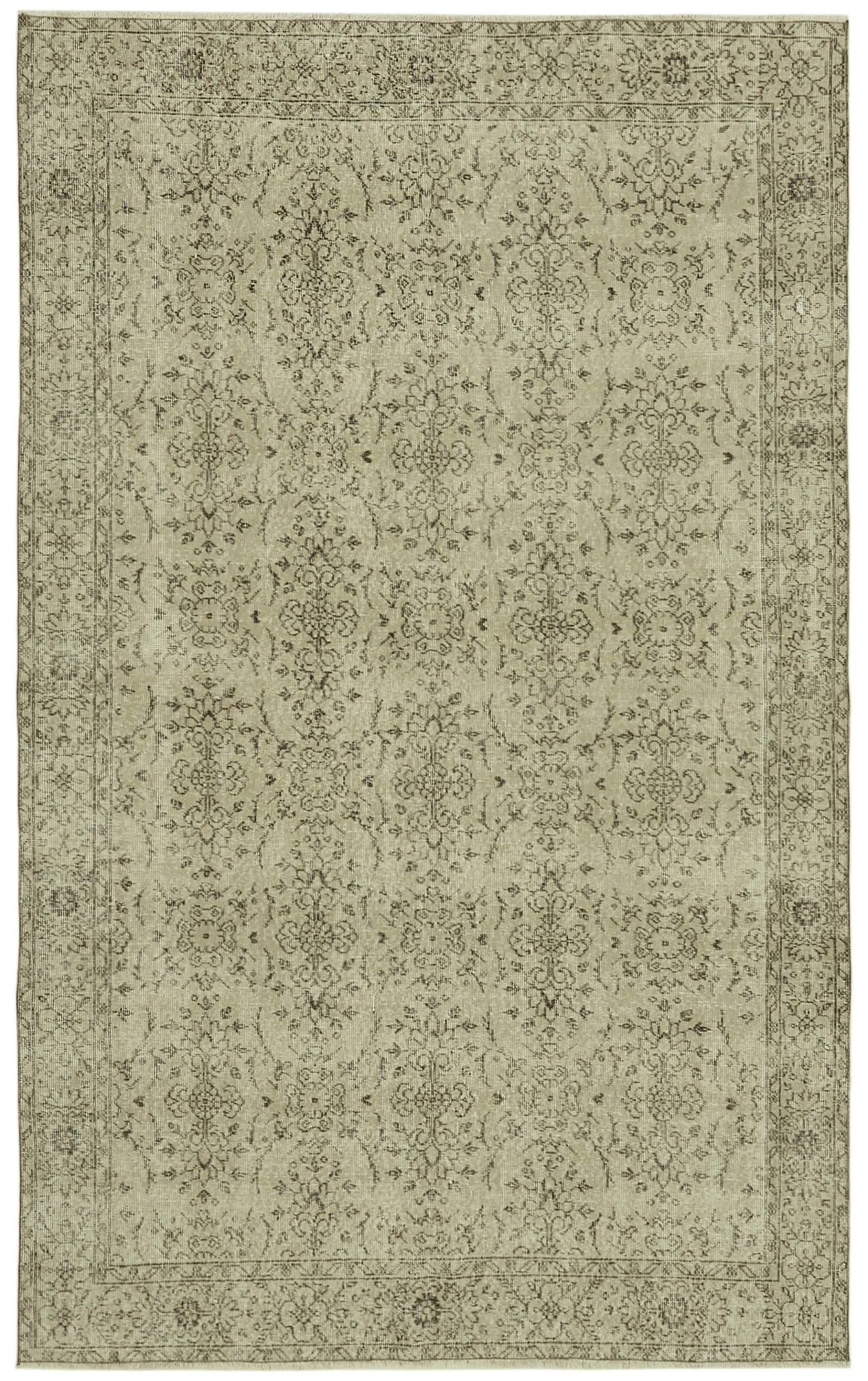 6x9 Beige Turkish Vintage Area Rug - 41792