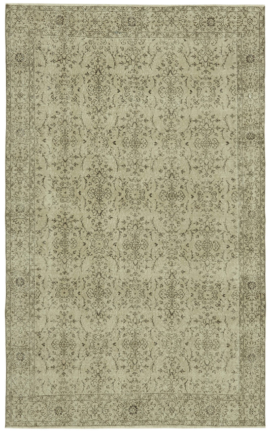 6x9 Beige Turkish Vintage Area Rug - 41792
