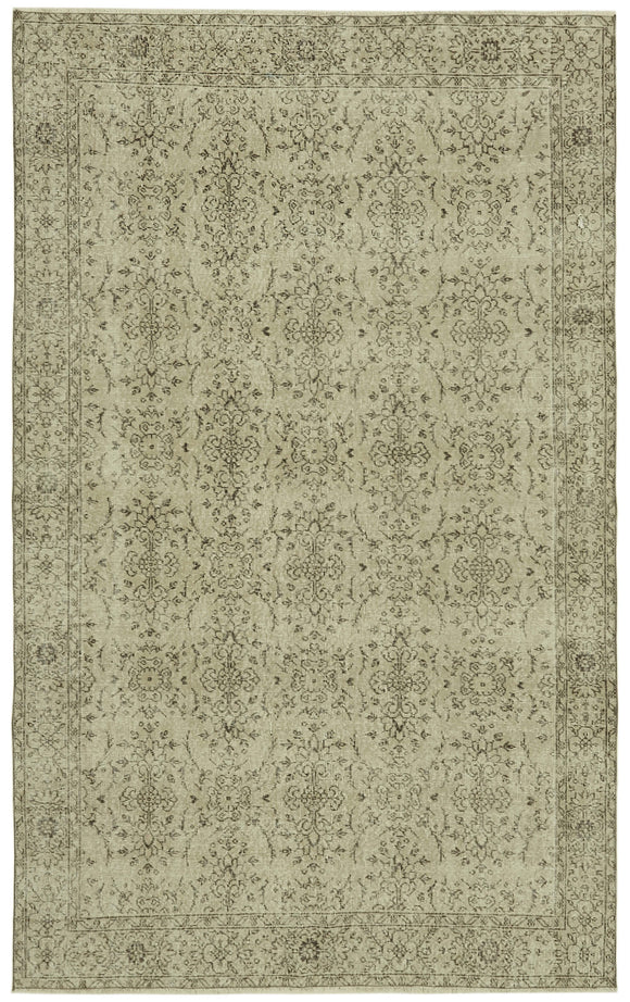 6x9 Beige Turkish Vintage Area Rug - 41792