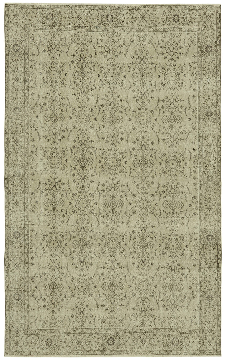 6x9 Beige Turkish Vintage Area Rug - 41792