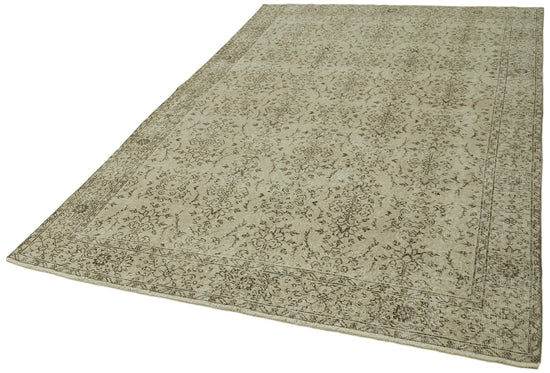 6x9 Beige Turkish Vintage Area Rug - 41792