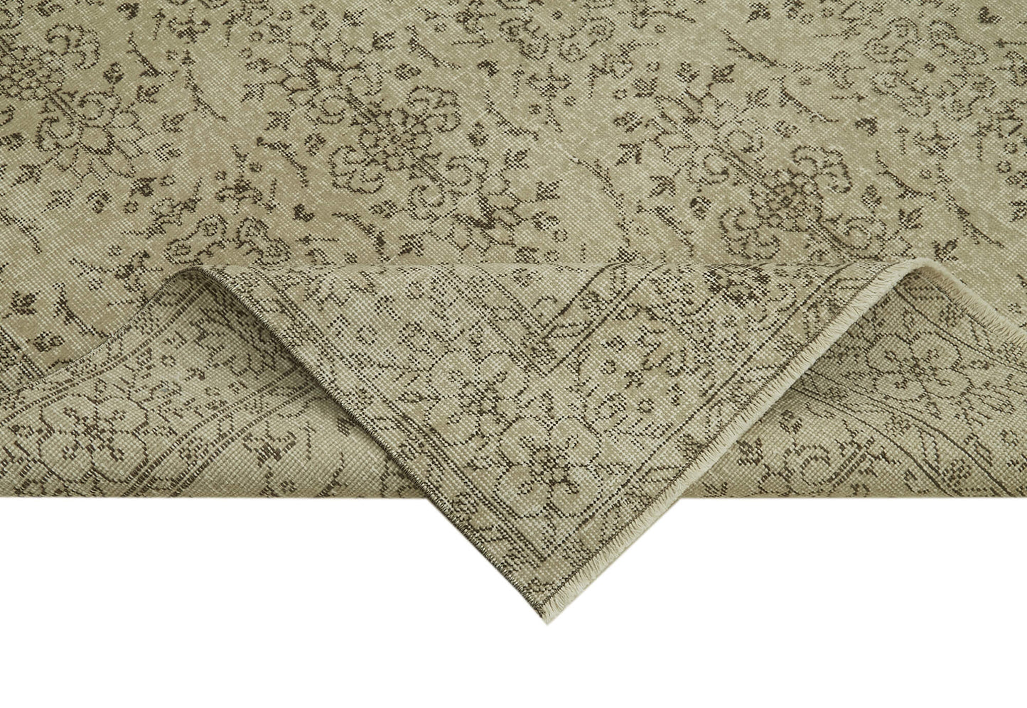 6x9 Beige Turkish Vintage Area Rug - 41792