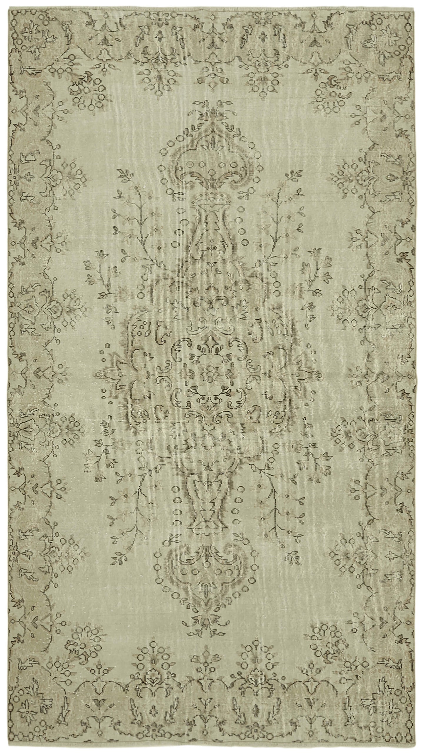 5x10 Beige Turkish Vintage Area Rug - 41794