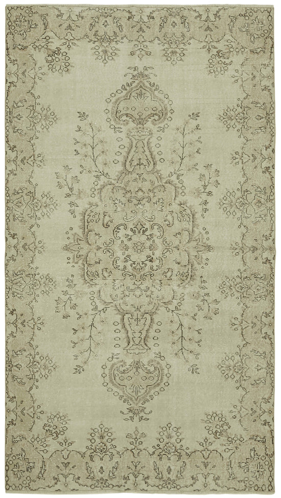 5x10 Beige Turkish Vintage Area Rug - 41794