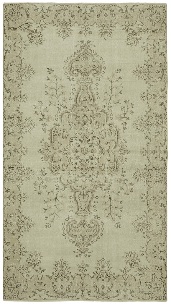 5x10 Beige Turkish Vintage Area Rug - 41794
