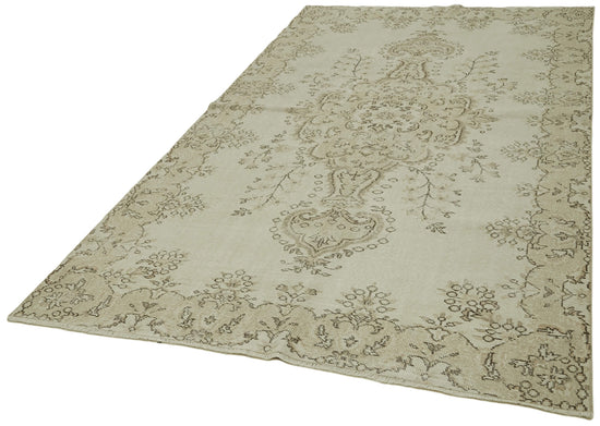 5x10 Beige Turkish Vintage Area Rug - 41794