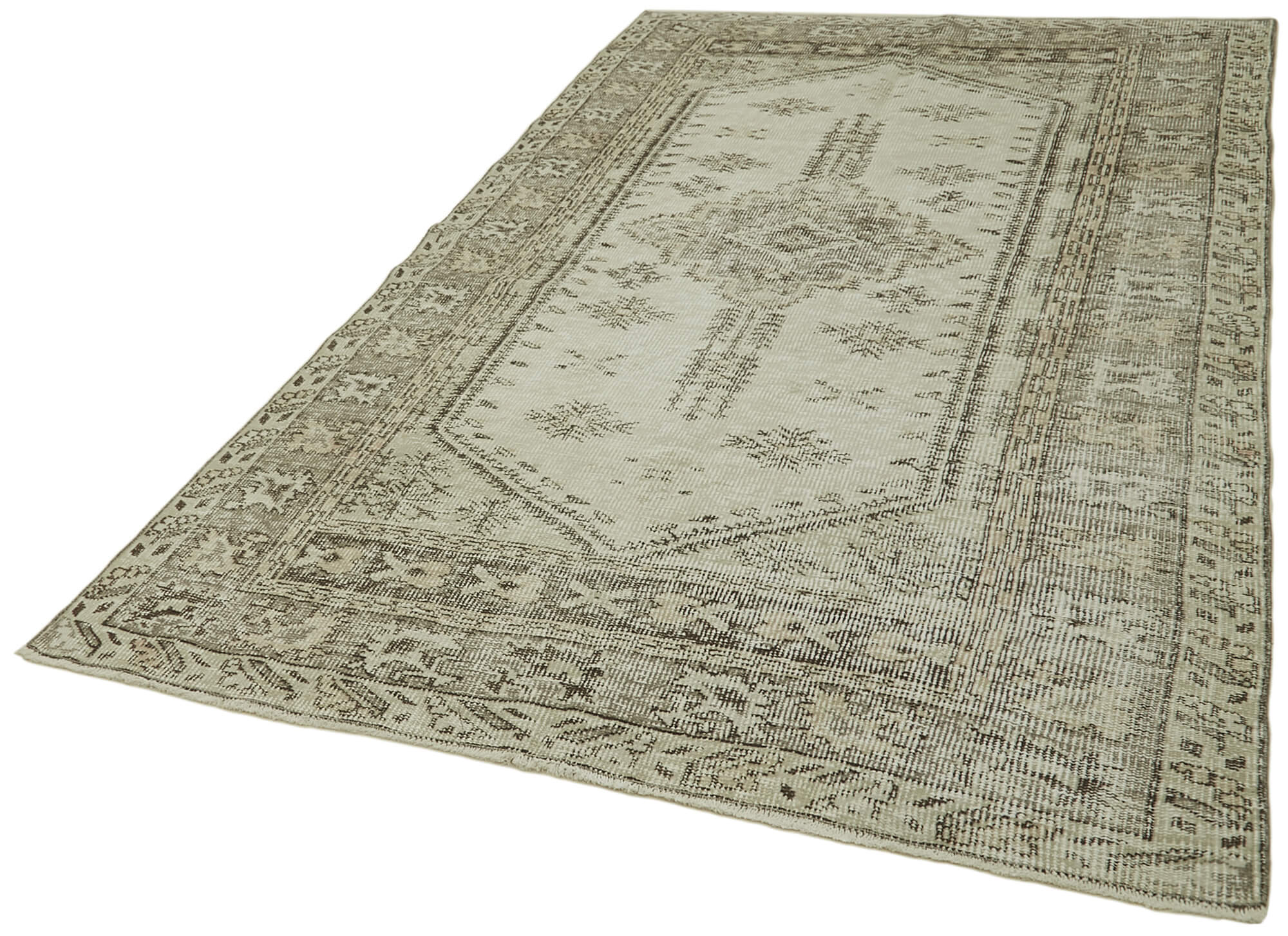 5x9 Beige Turkish Vintage Area Rug - 41797