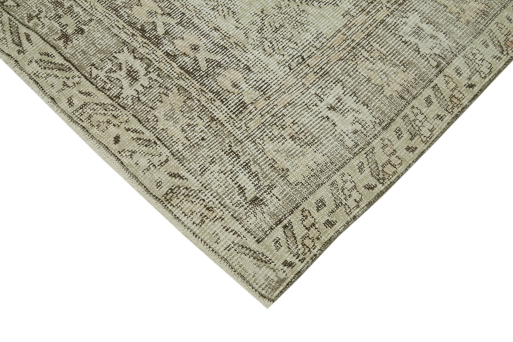 5x9 Beige Turkish Vintage Area Rug - 41797