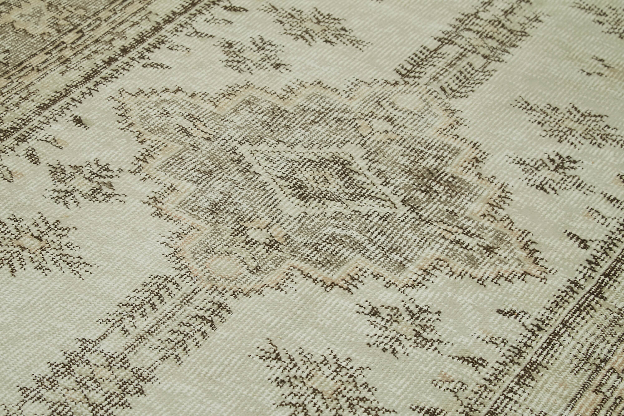5x9 Beige Turkish Vintage Area Rug - 41797
