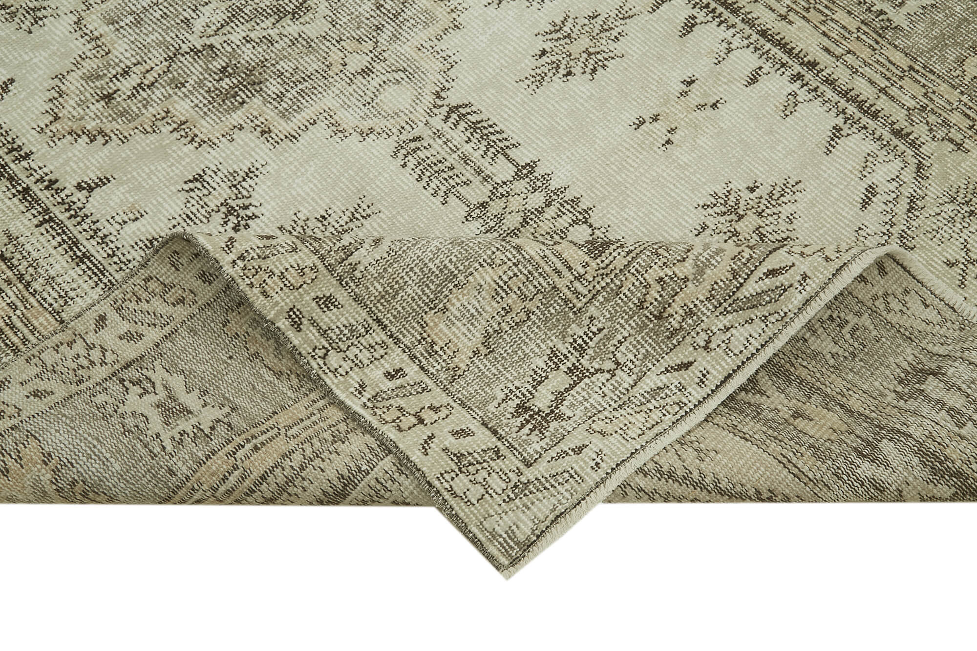 5x9 Beige Turkish Vintage Area Rug - 41797