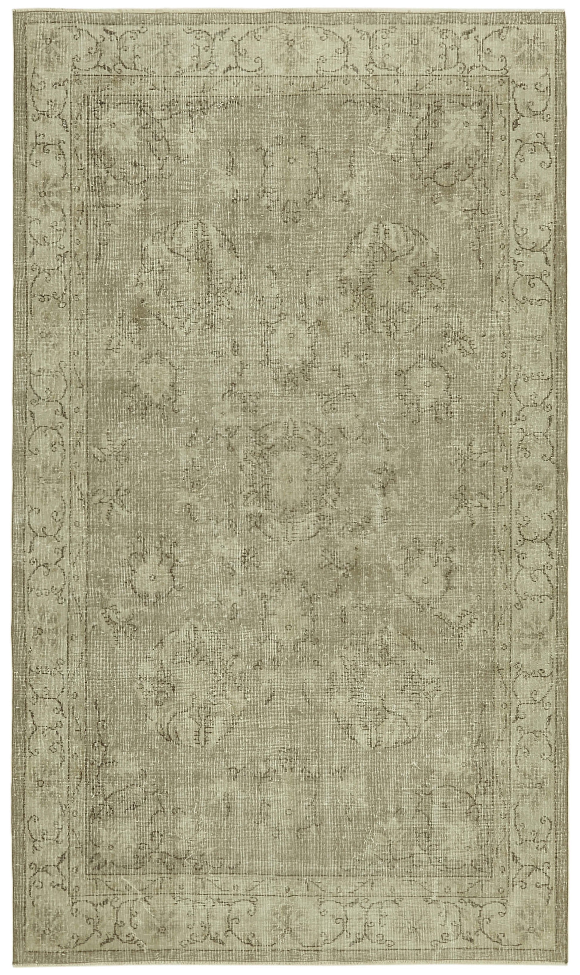 5x9 Beige Turkish Vintage Area Rug - 41799