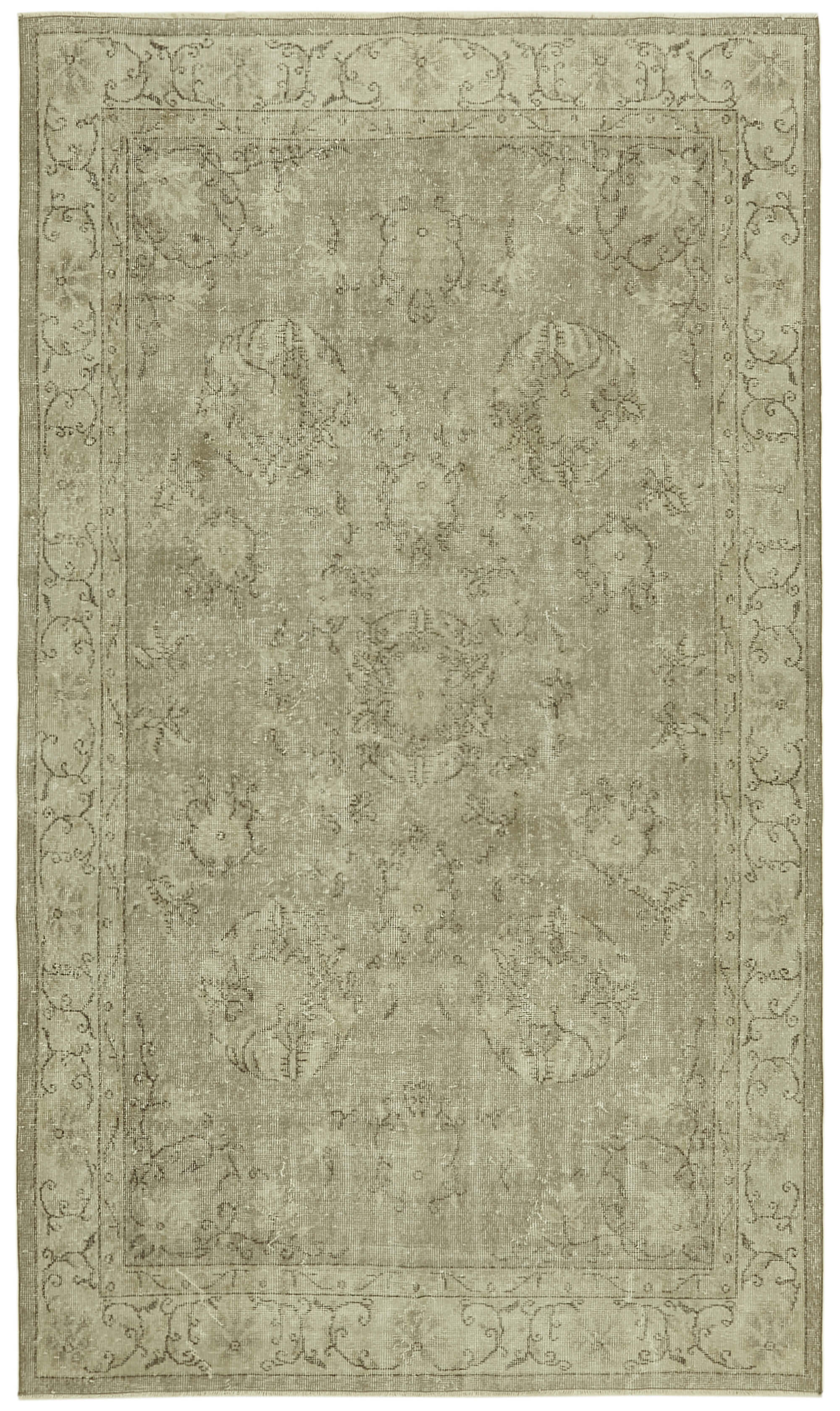 5x9 Beige Turkish Vintage Area Rug - 41799