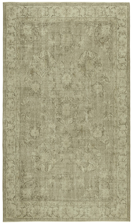 5x9 Beige Turkish Vintage Area Rug - 41799