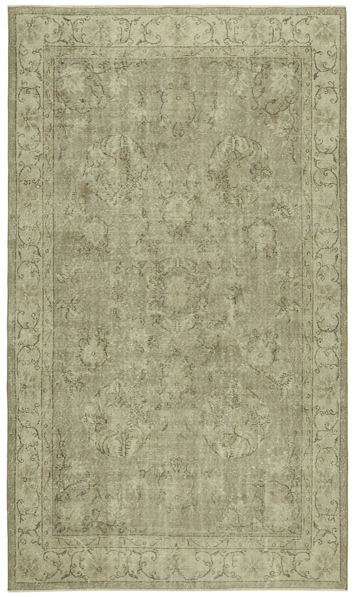 5x9 Beige Turkish Vintage Area Rug - 41799