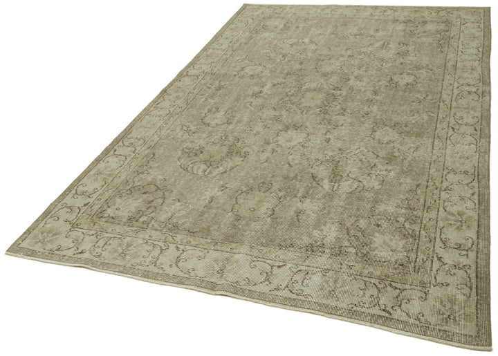 5x9 Beige Turkish Vintage Area Rug - 41799