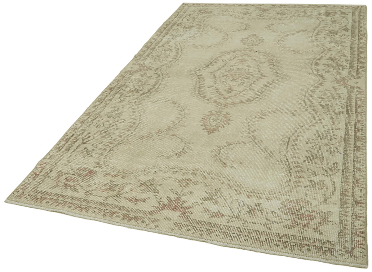 4x9 Beige Turkish Vintage Area Rug - 41800