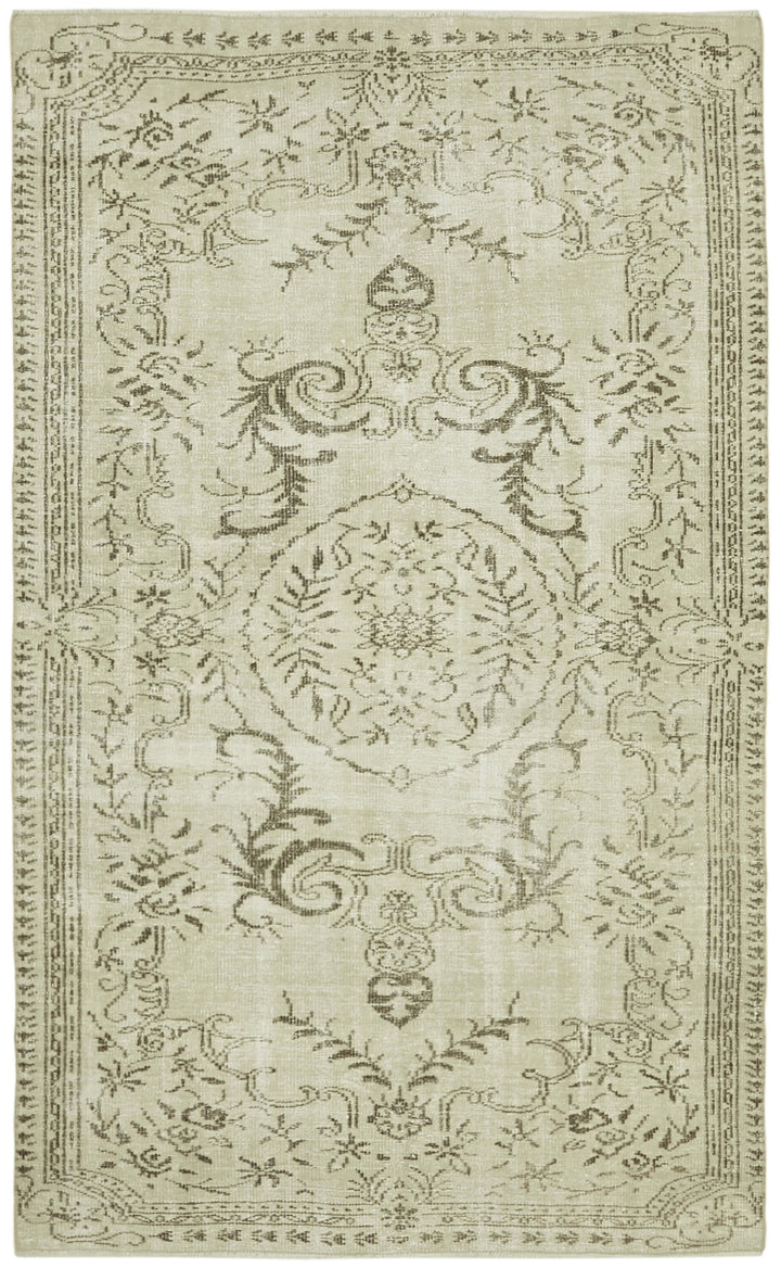6x9 Beige Turkish Vintage Area Rug - 41801