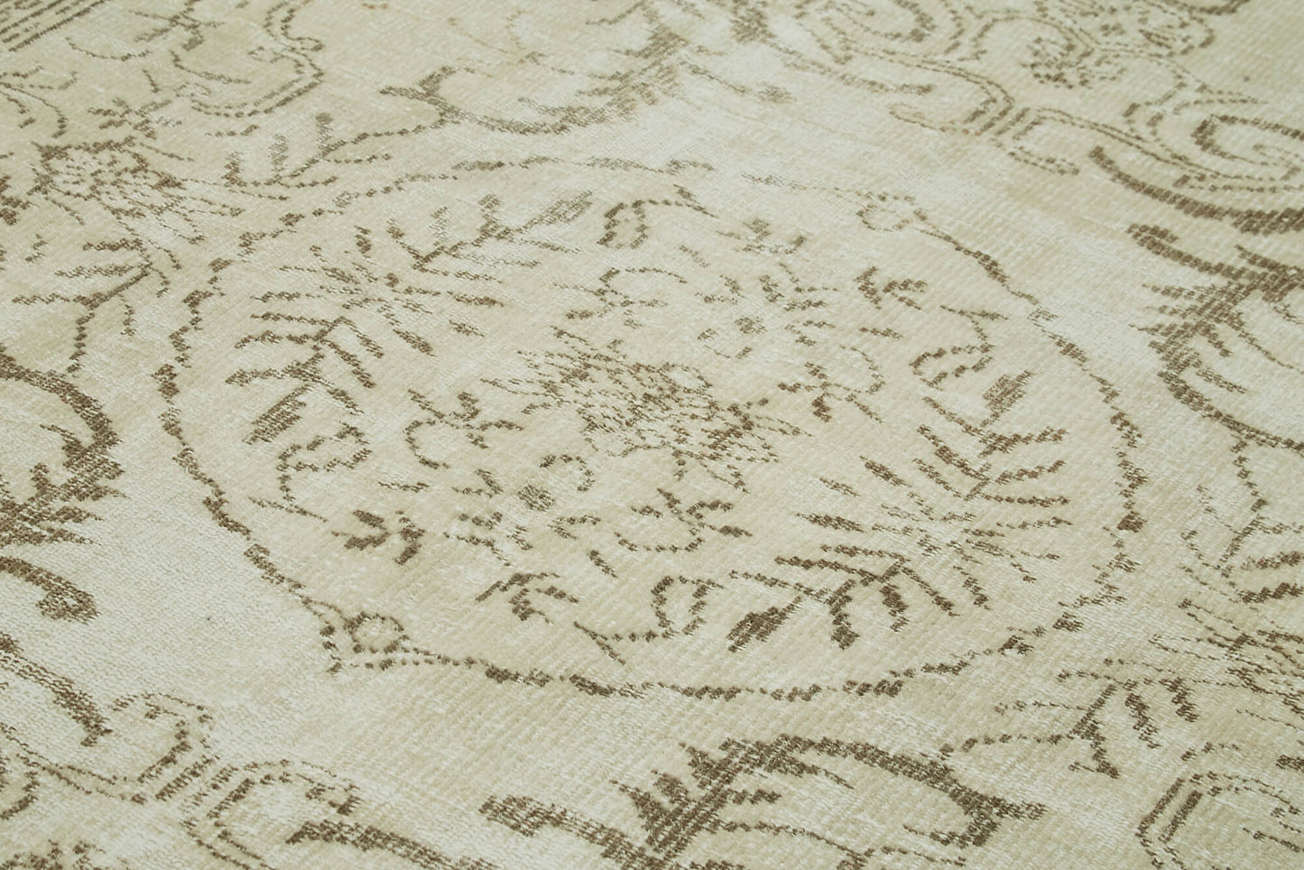 6x9 Beige Turkish Vintage Area Rug - 41801