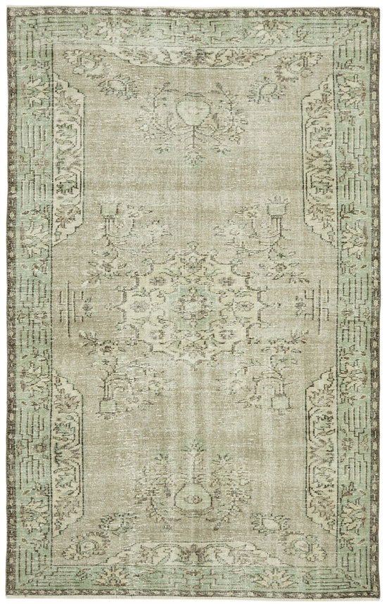 6x9 Beige Turkish Vintage Area Rug - 41803
