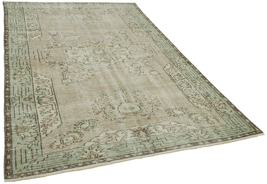 6x9 Beige Turkish Vintage Area Rug - 41803